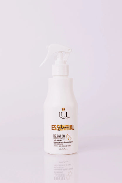 Lui Glow Essential Glow Booster in a dropper bottle against a soft background, showcasing its vibrant, glowing liquid.